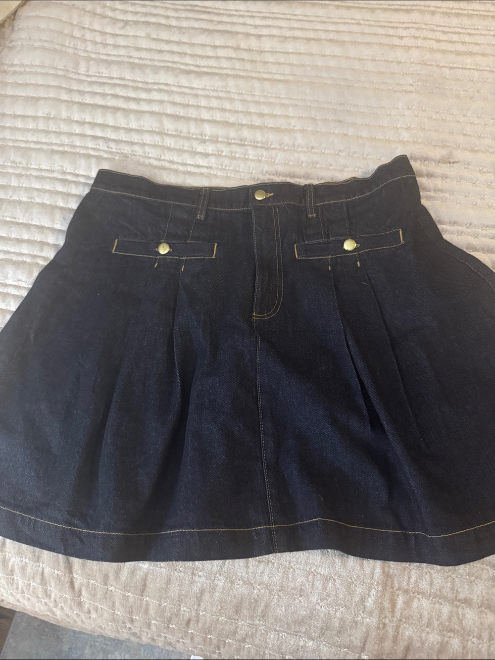 St. John's Bay Dark Blue Denim Pleated Skater Skirt -18
